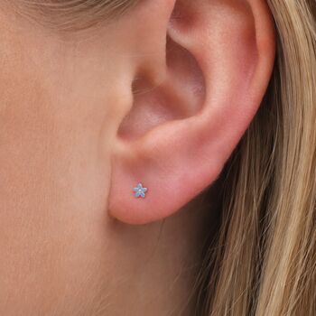 4mm Sterling Silver Blue Forget Me Not Stud Earrings, 2 of 4