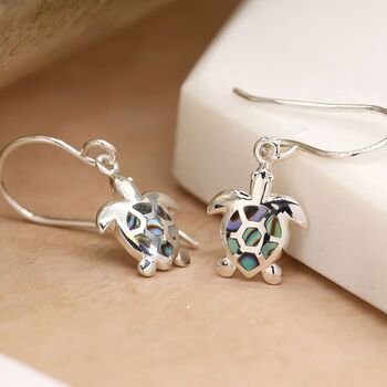 Sterling Silver Sea Turtle Drop Earrings, 4 of 9