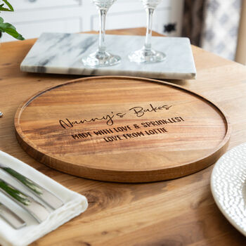 Personalised Cake Board Round Acacia Wood, 2 of 5