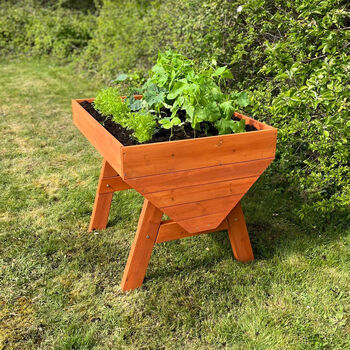 Raised Vegetable Herb Wooden Planter With Three Liners, 3 of 8