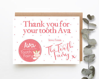 Personalised Tooth Fairy Card And Badge Orange, 4 of 4