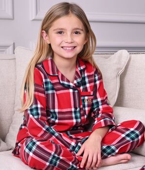 Family Brushed Woven Red Check Pyjama, 4 of 7