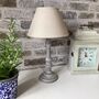 31cm Grey Washed Wood Bedside Table Lamp Light Natural Beige Shade, thumbnail 1 of 9