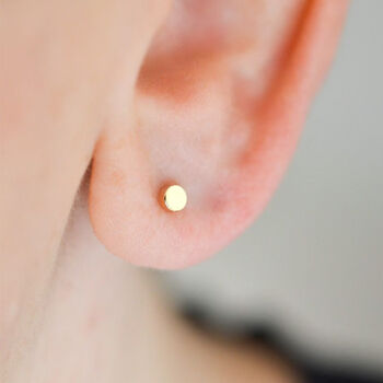 Micro 18ct Gold Plated Sterling Silver Disc Stud Earrings – 3mm, 3 of 7