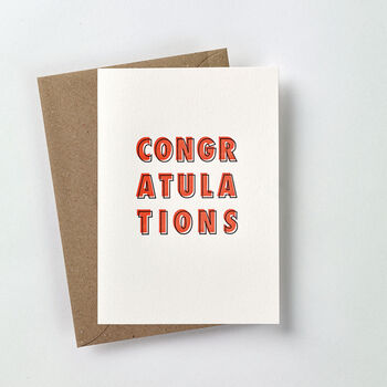 'Congratulations' Neon Letterpress Card, 2 of 3