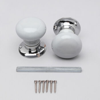 G Decor Perfect Edit Light Grey – Set Of Handcrafted Ceramic Mortice Door Handles, Internal Turning Knobs For Bedroom And Room Doors With Chrome Base, 2 of 5