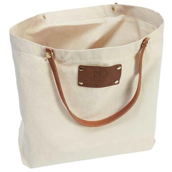 Natural Canvas Large Tote Bag With Leather Handles, 3 of 3