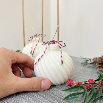 White Christmas Bauble Candle And Christmas Decoration, 6 of 9