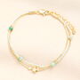 Semi Precious Green Beaded Double Layer Bracelet In Gold Plating, thumbnail 1 of 3