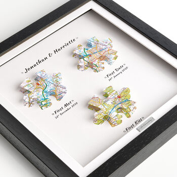Three Personalised Jigsaw Maps Framed Print, 8 of 12