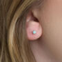 Aqua Fire Opal Stud Earrings In Sterling Silver, thumbnail 4 of 11