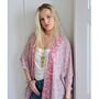 Pastel Floral Viscose Kaftan Jacket With Heavy Pink Ombre Fishbone Embroidery, thumbnail 4 of 7