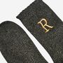 Women's Glitter Socks Black Gold Initial 'R', thumbnail 4 of 5