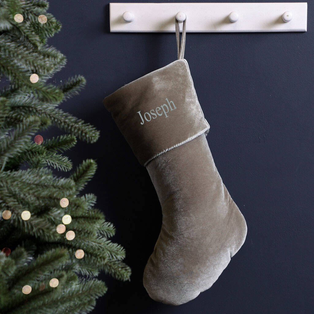 Personalised Pastel Velvet Christmas Stockings By Dibor |  