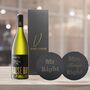 Vino Coco White Wine Gift Set With Mr And Mrs Slate Coasters Perfect For Anniversaries And Wedding Presents, thumbnail 1 of 8