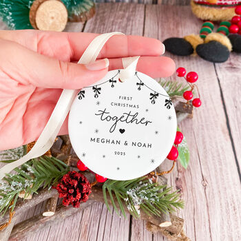 Personalised Couple Keepsake Xmas Decoration Ornament Gift, 5 of 6