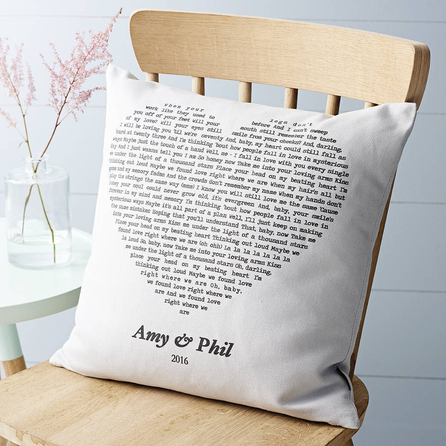 Song Lyrics Printed on Cotton or Linen Personalized 