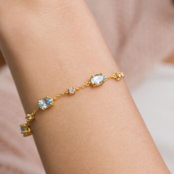 Blue Topaz Bracelet In Sterling Silver And Gold, 9 of 12