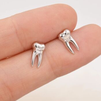 Teeth Stud Earrings In Sterling Silver, 6 of 10