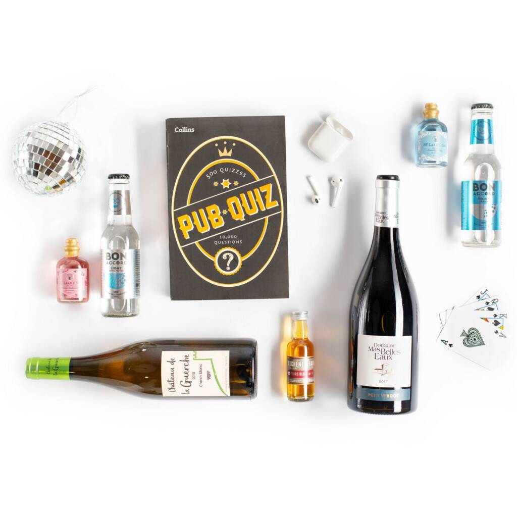 'Not Going Anywhere' Gift Hamper With Wine And Games, 1 of 2