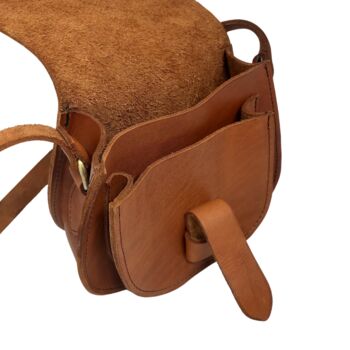 Crossbody Light Brown Caramel Tan Loop Closure Leather Saddle Bag Maya, 4 of 5