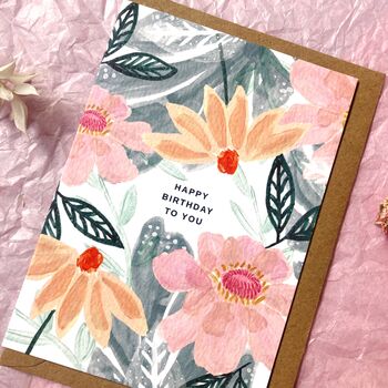 Happy Birthday Pink Floral Card, 2 of 5