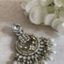 White Antique Gold Chand Bali Indian Earrings, thumbnail 3 of 9