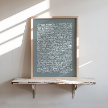 Piano Man Billy Joel, Song Lyrics Wall Art, 5 of 11