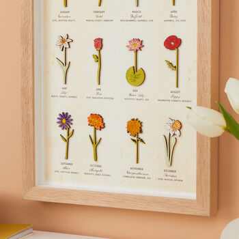 Flowers Of The Month Framed 3D Wall Art, 2 of 5