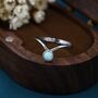 Minimalist Aqua Green Opal Chevron Ring, thumbnail 6 of 12