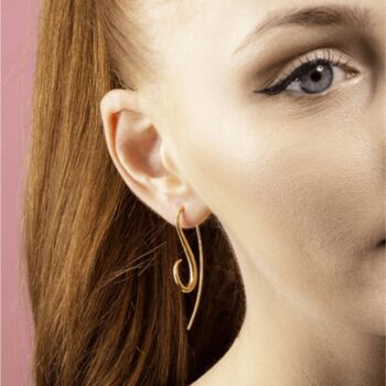 Gold Plated Silver Long S Hook Earrings, 2 of 8