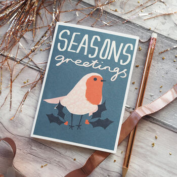 Seasons Greetings Robin Christmas Card, 2 of 4