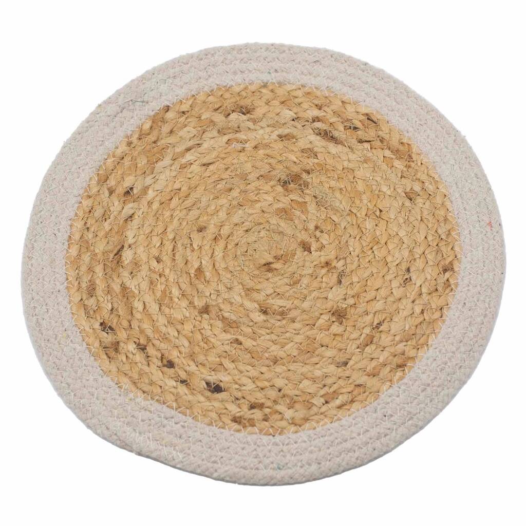 Round Ivory Jute And Cotton Placemat By Heliotique