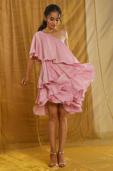 Avanti Tissue Chanderi One Shoulder Dress, 3 of 9