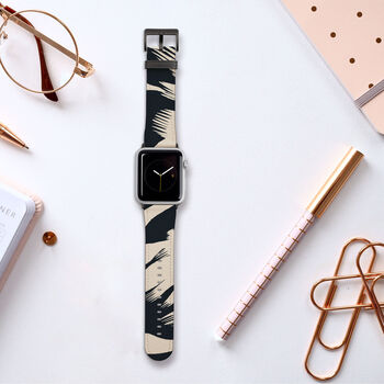 Abstract Monochrome Vegan Leather Apple Watch Band, 6 of 7