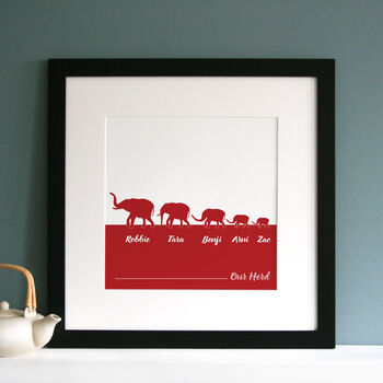 Personalised Herd Of Elephants Family Print, 5 of 7