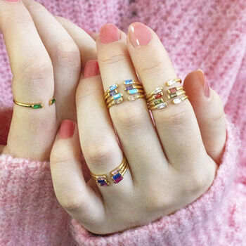 Set Of Family Birthstone Stacking Rings, 2 of 11