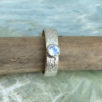Moonstone June Birthstone Ring In Textured Sterling Silver, 6 of 10