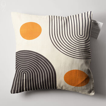 Orange And Black Geometric Abstract Ecru Cushion Cover, 5 of 7