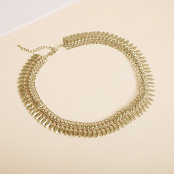Matt Gold Colour Tassel Motif Necklace, 2 of 3