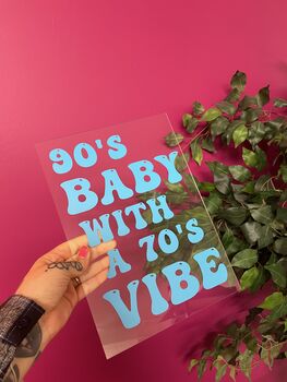 90's Baby 70's Vibe Clear Acrylic Vinyl Plaque Decor, 3 of 7