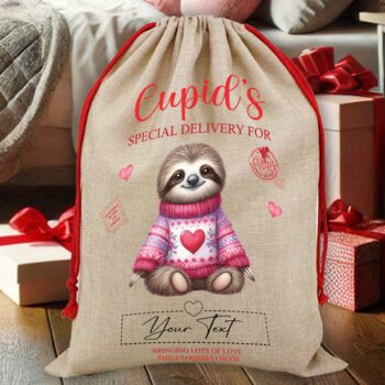 Personalised Valentine Animal Love Heart Cupid Sack, 9 of 12