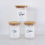 Set Of Tea, Coffee And Sugar Jars With Bamboo Lids, thumbnail 8 of 9