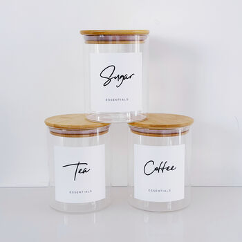 Set Of Tea, Coffee And Sugar Jars With Bamboo Lids, 8 of 9