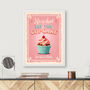 Life Is Short Eat The Cupcake Print | Kitchen Diner Decor | Vintage Wall Art, thumbnail 2 of 5