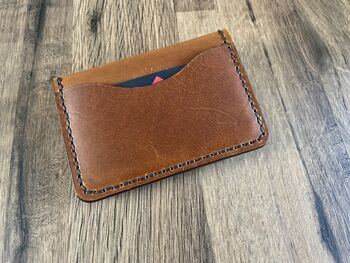 Burnt Tan Personalised Handmade Leather Card Wallet, 3 of 9