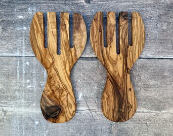 Olive Wood Salad Serving Hands, 3 of 3