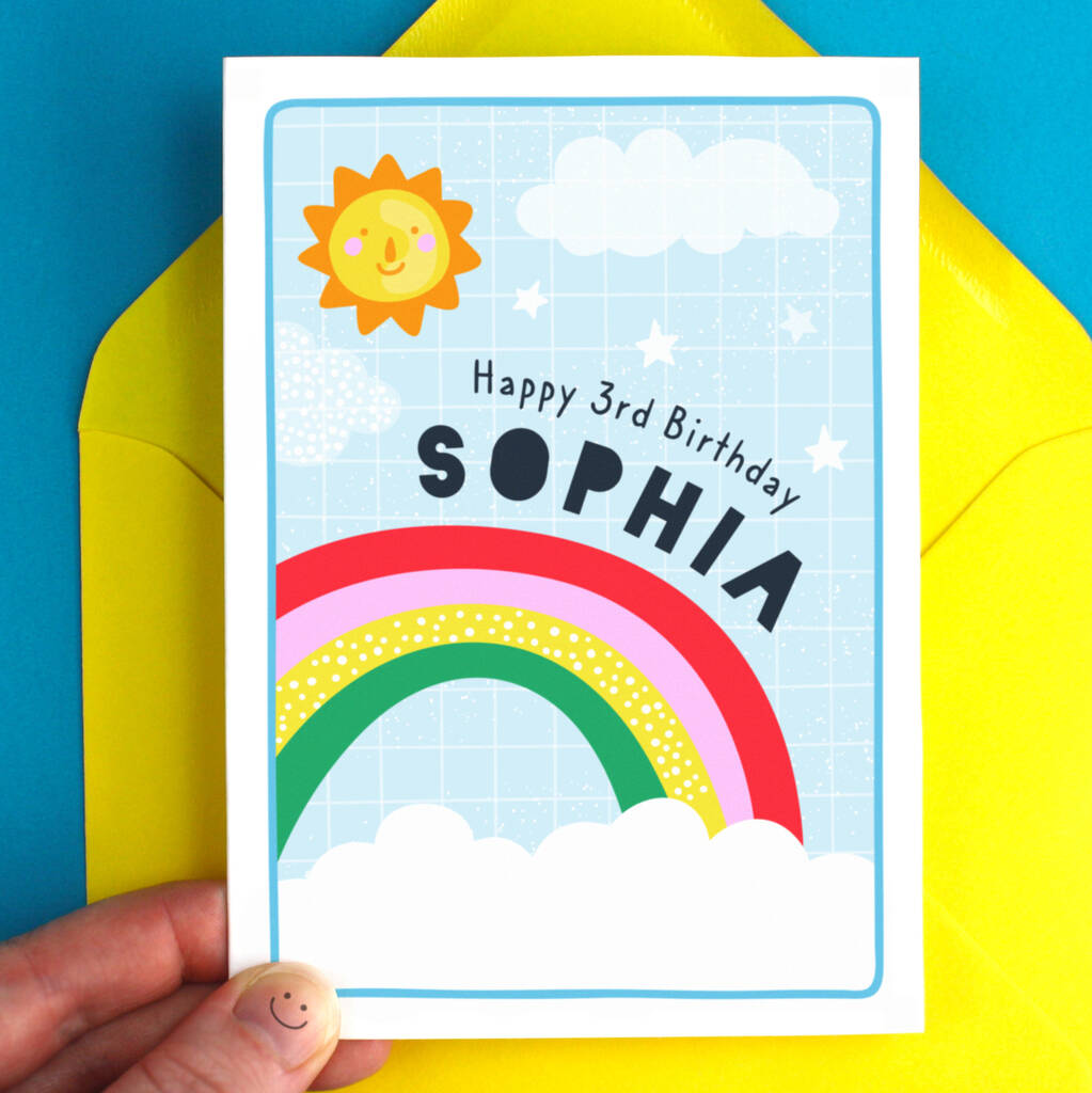 Personalised Birthday Card Rainbow Greeting Card, 1 of 7