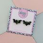 Black Bat Glitter Halloween Resin Studs, thumbnail 3 of 4