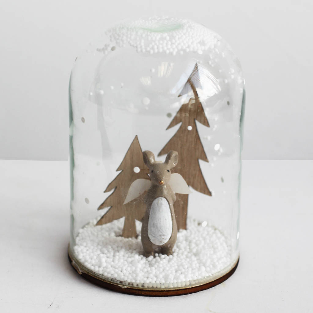 Festive Mouse Snow Glass Dome Ornament By Posh Totty Designs Interiors